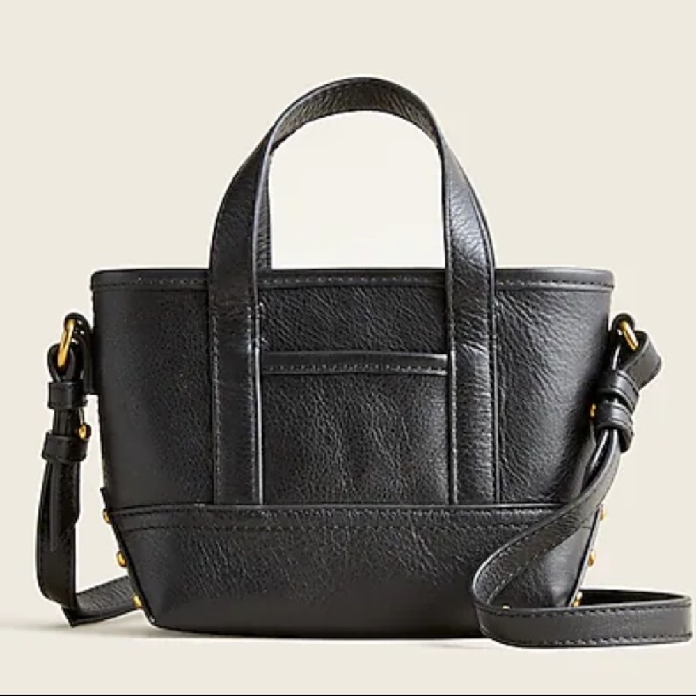 J.Crew Mini Montauk crossbody tote bag in Black Leather BA140